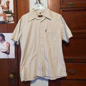 Ben Sherman Men's Button-Down Short-Sleeve Shirt, Beige, Size 3/L